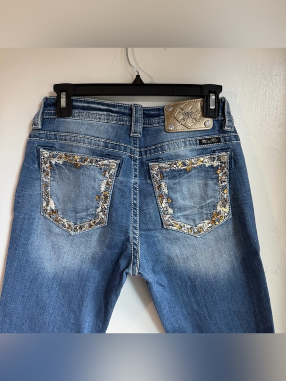 Miss Me ankle skinny jeans Sparkle bling pocket size 28